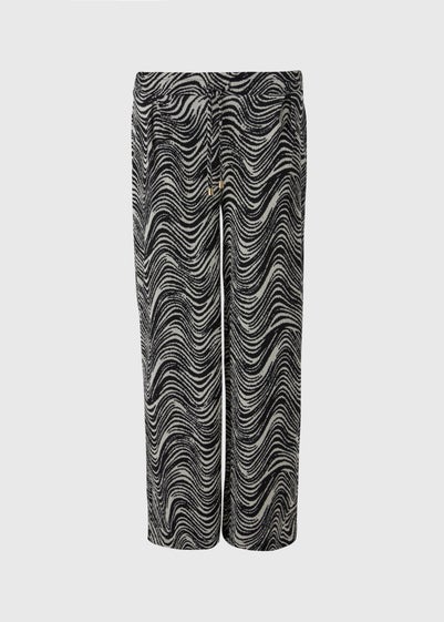 Black Mono Printed Wide Leg Co Ord Trousers