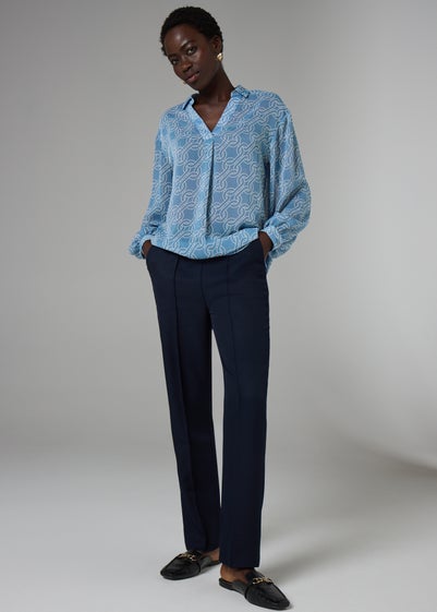 Et Vous Blue Chain Print Blouse