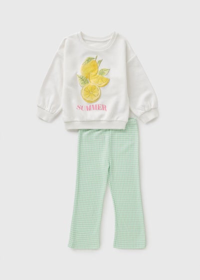 Girls Green Lemon Sweatshirt & Flare Set (1-7yrs)