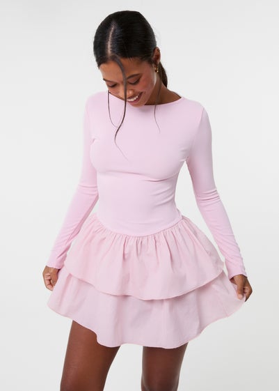 Pink Vanilla Pink Rib Dress With RaRa Skirt