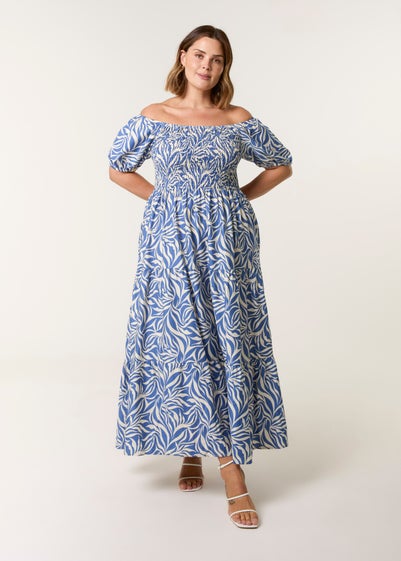 Blue Vanilla Blue Curve Elasticated Off The Shoulder Maxi Dress