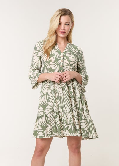 Blue Vanilla Khaki Ric Rac Smock Shirt Dress