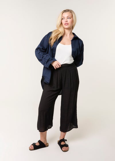 Blue Vanilla Black Shirred Culottes