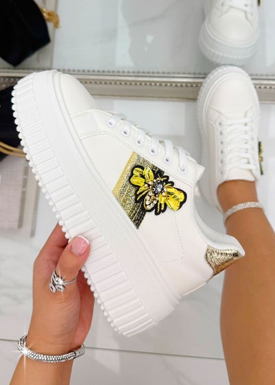 Love Lemonade Crystal Chunky Platform Bee Trainers Gold