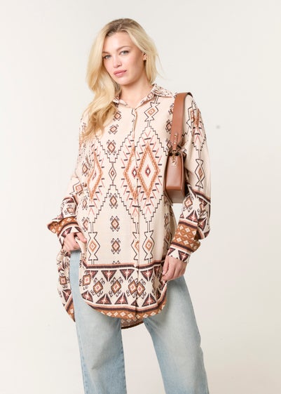Blue Vanilla Stone Shirt With Geometric Print
