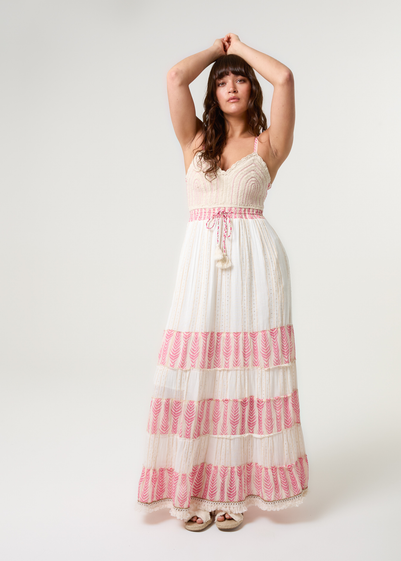 Crochet Lurex Tiered Dress