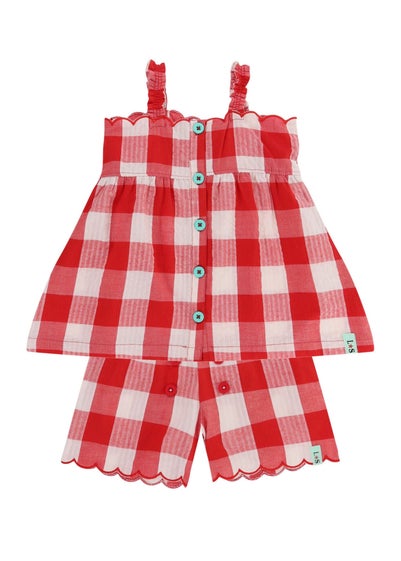 Lilly & Sid Red Gingham Print Dress & Short Set (0-8 Years)