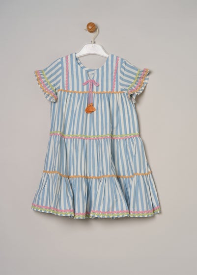 Miss Light Blue Printed Boho Summer Dress (2-7yrs)
