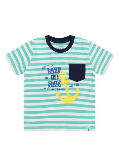 Lilly & Sid Green Sail The Seas Slogan T Shirt (0-8 Years)