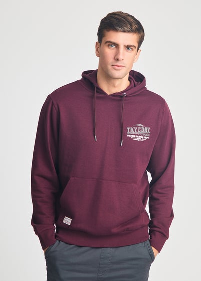 Tokyo Laundry Burgundy Printed Hoody With Drawcord