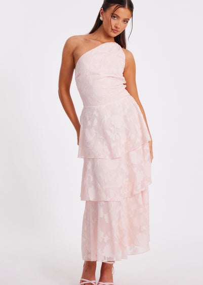 Quiz Pink Petite Tiered Maxi Dress
