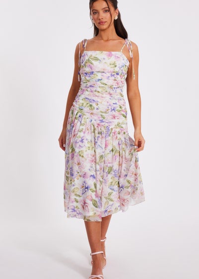 Quiz Multi Petite Chiffon Ruched Midaxi Dress