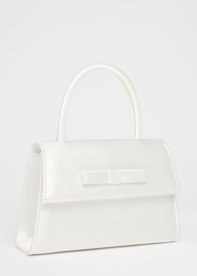 Quiz White Bridal Satin Top Handle Bag