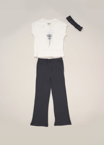 Fudo Dark Grey T Shirt Leggings & Headband Outfit Set (2-7yrs)