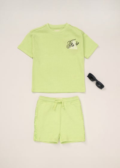 Fudo Green T Shirt Shorts & Sunglasses Outfit Set (12-24mnths)