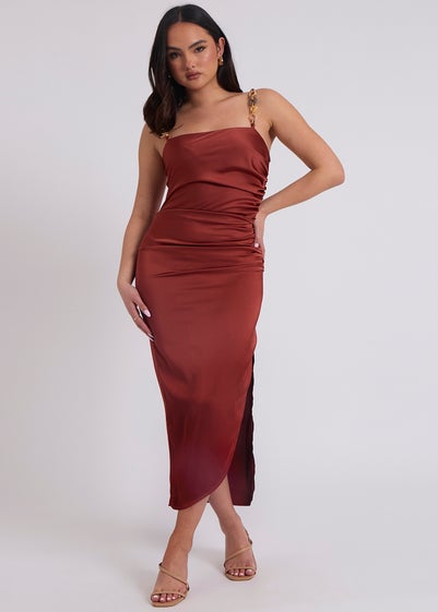 Urban Bliss Red  Satin Organic Chain Dress