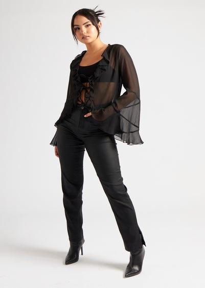 Urban Bliss Black Coated Straight Leg Jean
