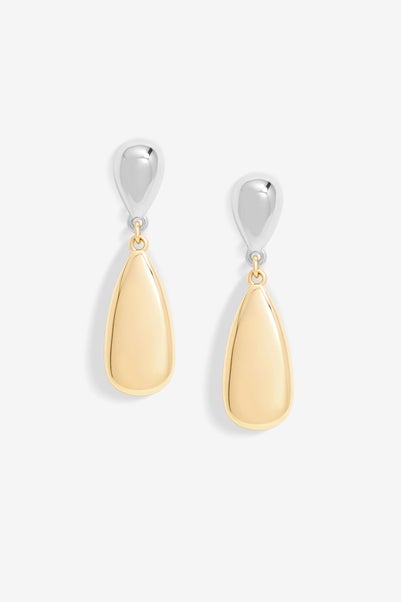 Jon Richard Two Tone Polished Drop Earrings