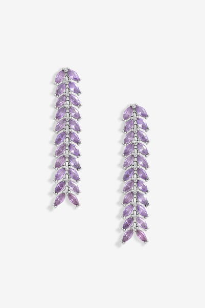 Jon Richard Silver Rhodium Plated Lavender Leaf Earrings