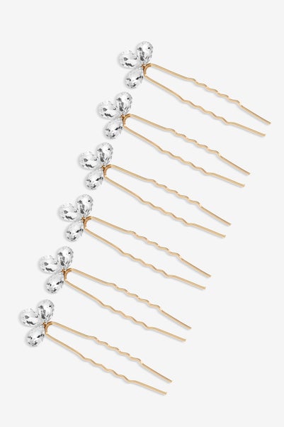 Jon Richard Gold Plated Crystal Leaf Hair Pins