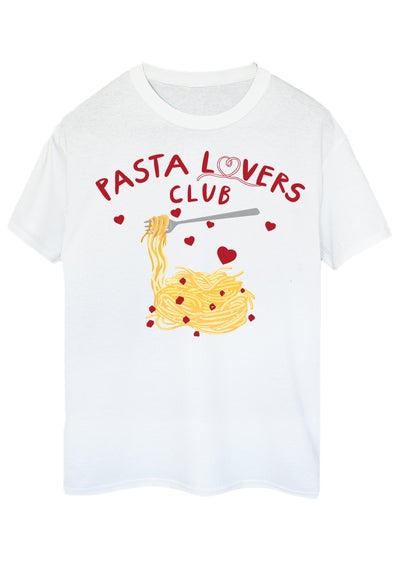 Brands In Pasta Lovers Club White Boyfriend Fit T-Shirt