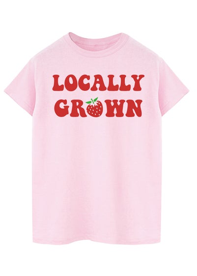 Brands In Strawberry Locally Grown Pink Boyfriend Fit Graphic T-Shirt