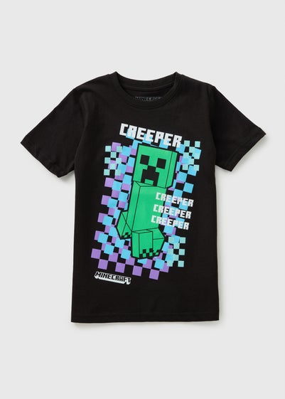 Minecraft Boys Black Checkerboard T-Shirt (4-13yrs)