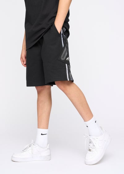 Kings Will Dream Black Techy Taped Cargo Shorts (7-14 yrs)