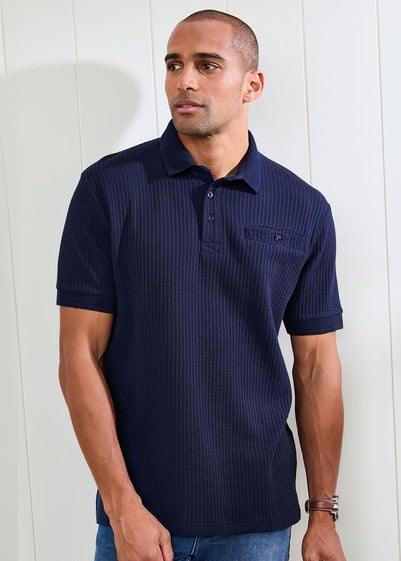 Cotton Traders Pastel Blue Seersucker Polo Shirt