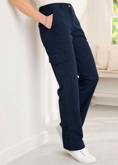Cotton Traders Dark Blue Cargo Trousers