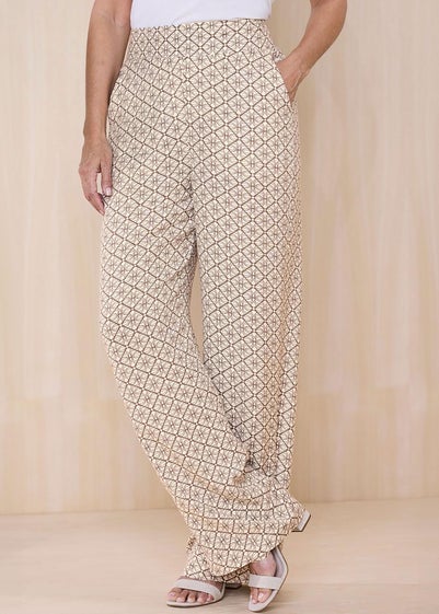 Cotton Traders Mink Wide Leg Pull On Trousers