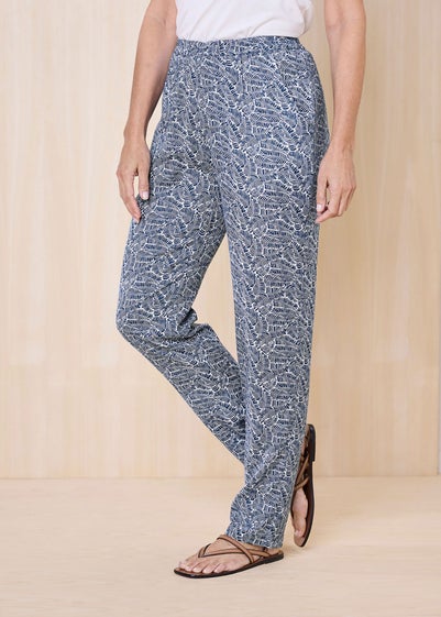Cotton Traders Sky Blue Pull On Tapered Leg Trousers