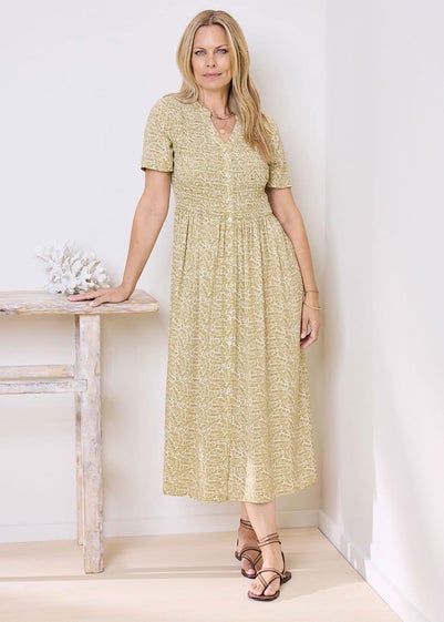 Cotton Traders Sage Green Printed Maxi Dress
