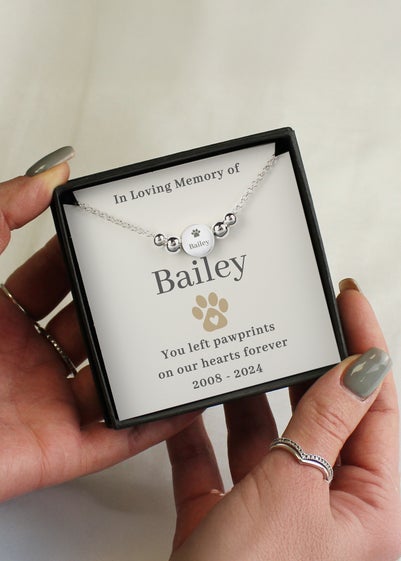 Personalised Memento Company Silver Pet Memorial Bracelet and Sentiment Card