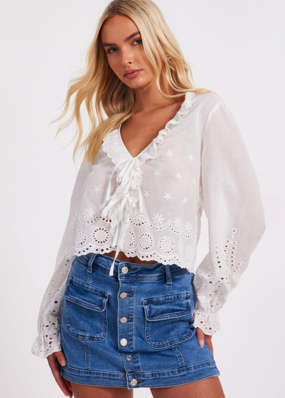 Quiz White Embroidered Blouse