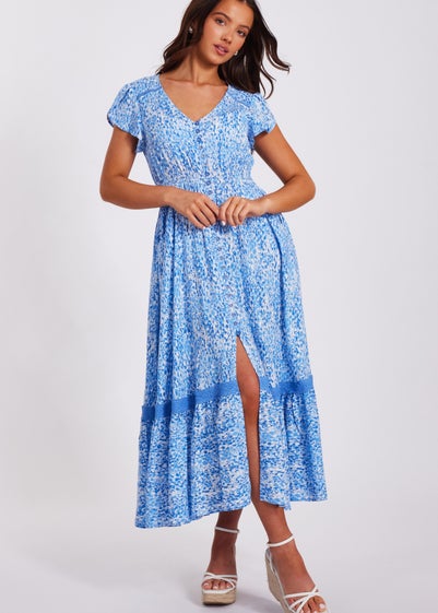Quiz Blue Petite Animal Print Midaxi Dress