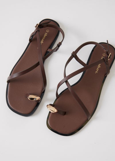 Threadbare Chocolate Back Strap Sandals