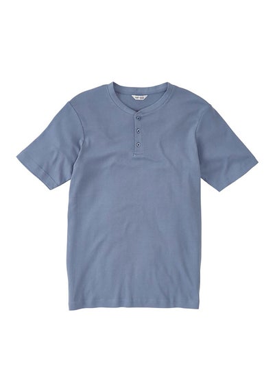 Cotton Traders Pale Blue Short Sleeve Grandad Base Layer Top