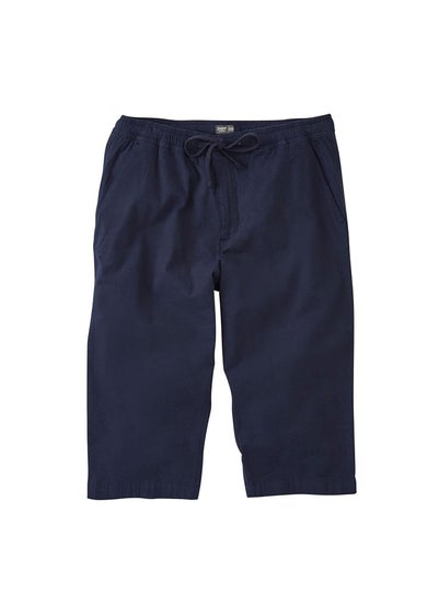 Cotton Traders Dark Blue Stretch Seersucker Crop Trousers