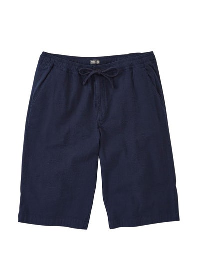 Cotton Traders Dark Blue Stretch Seersucker Shorts
