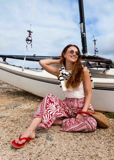 Blue Vanilla Red Abstract Print Trousers