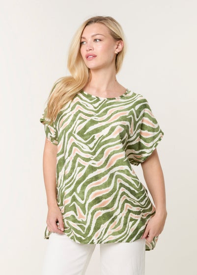 Blue Vanilla Green Animal Printed Diamante Detailed Top