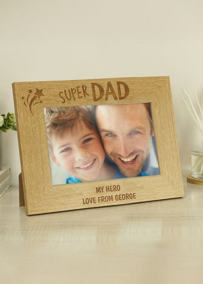 Personalised Memento Company Brown Super Dad Wooden Frame