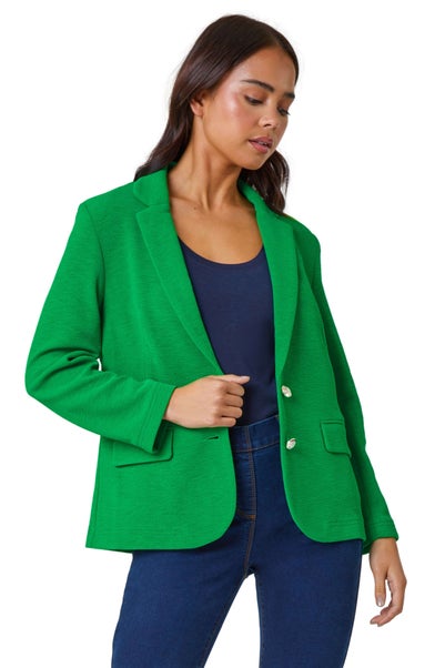 Roman Green Petite Textured Stretch Blazer