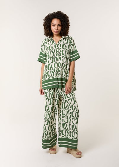 Blue Vanilla Green Co Ord Set With Abstract Print