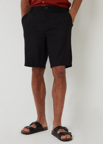 Threadbare Black Linen Blend Chino Shorts