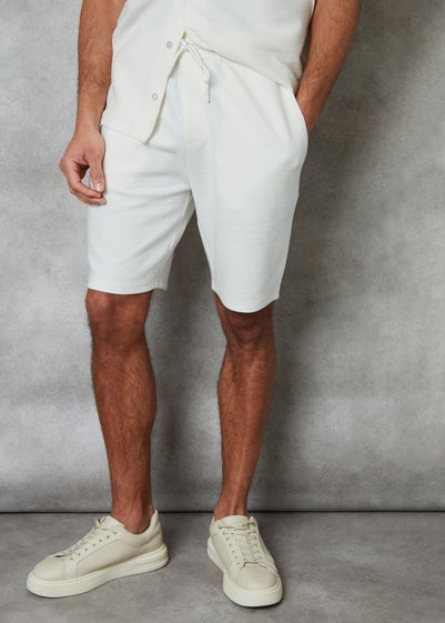 Threadbare Ecru Textured Elasticated Waist Shorts