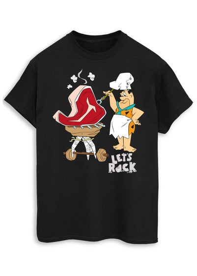 Flintstones Let's Rock Black Graphic T-Shirt