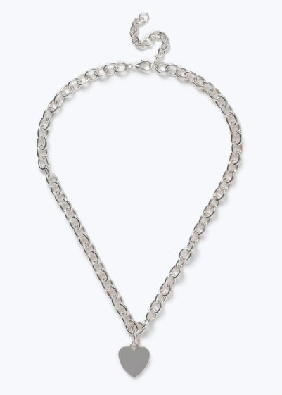 Muse Silver Chunky Chain Heart Necklace