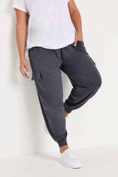 Yours Curve Charcoal Grey Cargo Harem Joggers